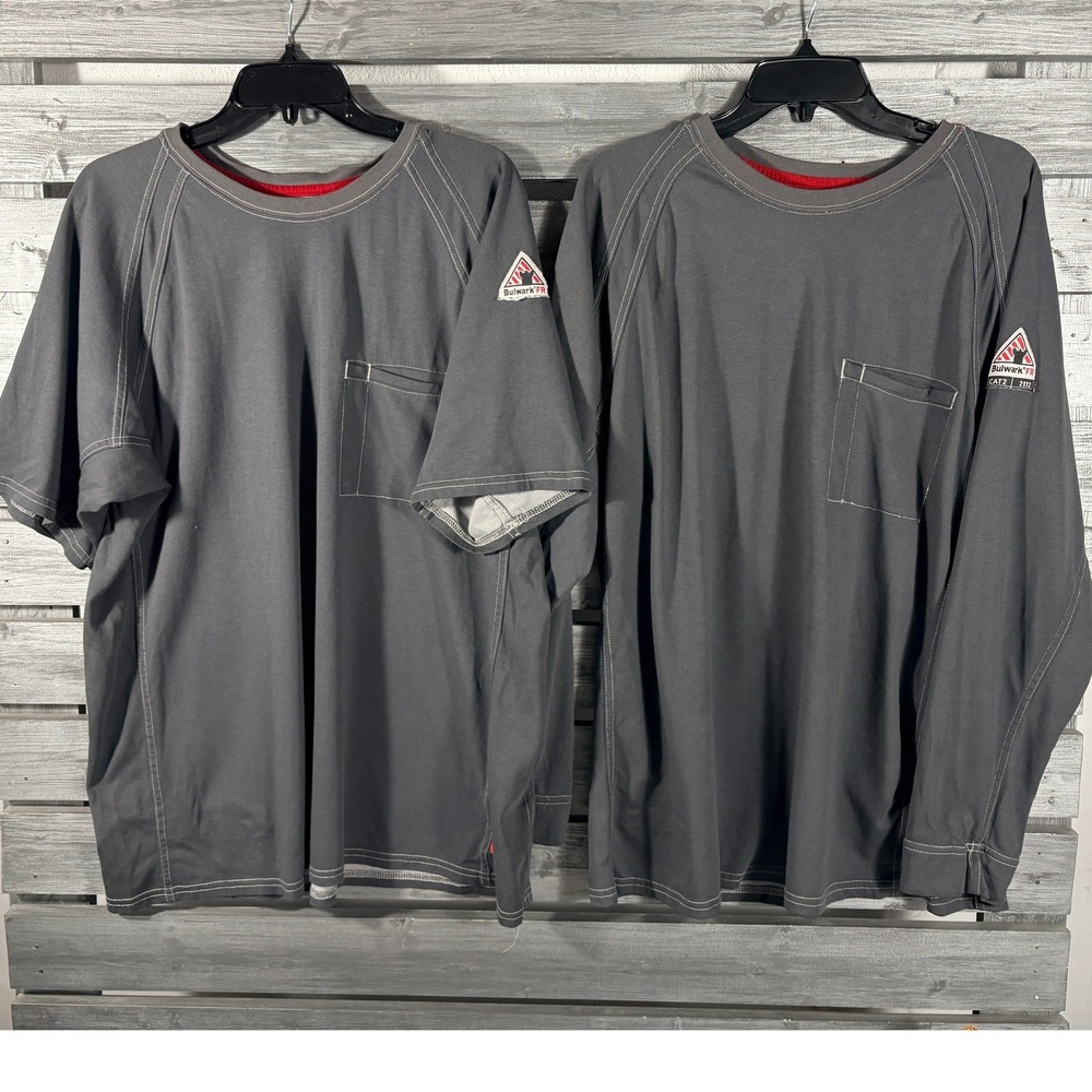 Bulwark FR iQ Series Shirt Mens L Grey Flame Resistant CAT 2 QT30CH4 Lot of 2